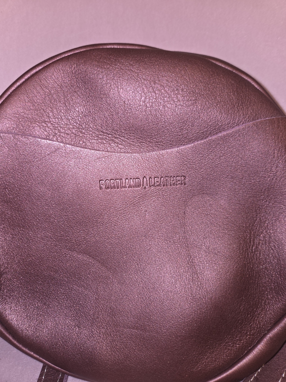 Portland Leather Men's Round Leather Accessories Pouch - Rose